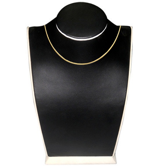 14K Yellow Gold 2mm Sparkle Omega Necklace - 17" - Picture 2 of 3